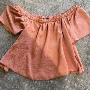 Salmon Off the Shoulder Shirt